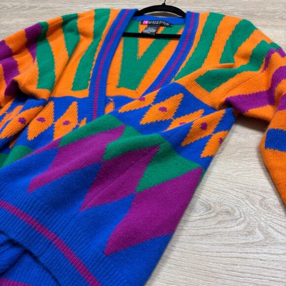 Vintage 90’s IB Diffusion Lambswool Cardigan Women’s L - Picture 2 of 5